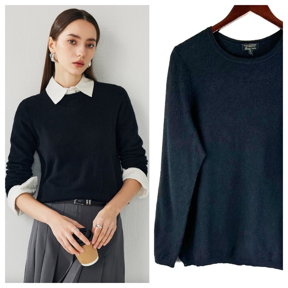 Charter Club Cashmere Sweater 1X 16 18 Black Crewneck Pullover Quiet Luxury - Picture 1 of 3